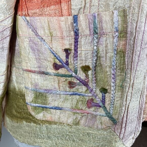 Parsley & Sage silk boho avant garde charming mixed media lined jacket VTG - Picture 8 of 10